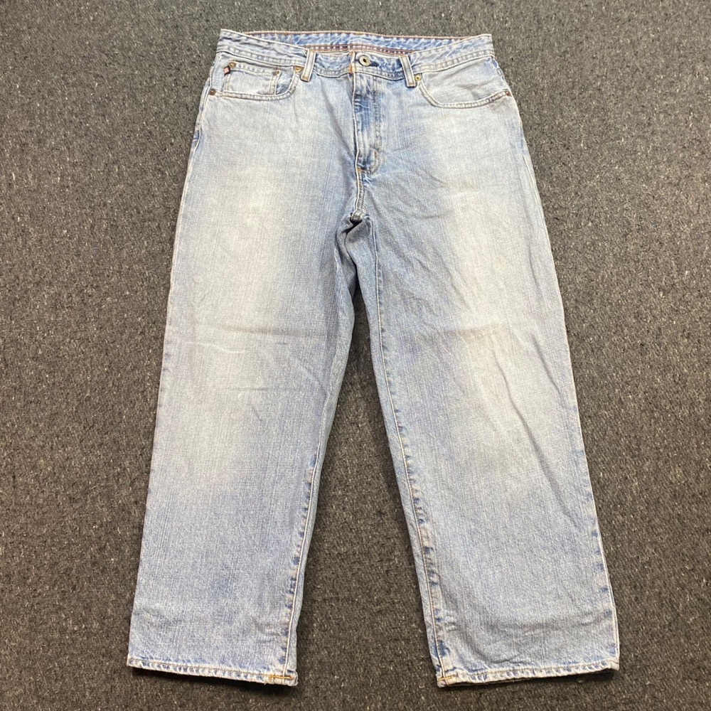 Saturday Cropped Jeans Sz 12 Womens Light Wash Blue Y2K Grunge Wide Leg Denim